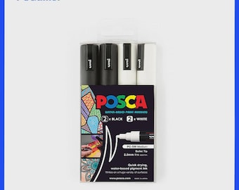 Posca PC-5M Medium Bullet Black/White Pk4