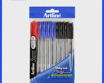 Artline Smoove Ballpoint Stick Medium Pk10 Assorted