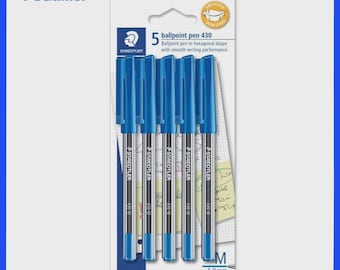 Staedtler Stick 430 Medium Ballpoint Pen 5 Pack Blue