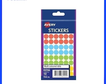 Avery Assorted Dot Multi-Purpose Stickers Round 12mm 162 Pack 932294