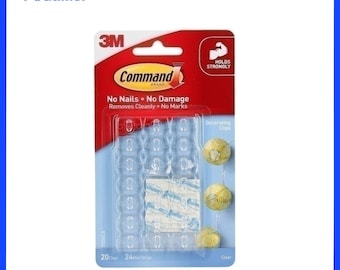 Command Clear Adhesive Decorating Clips -17026CLR- 20 Pack