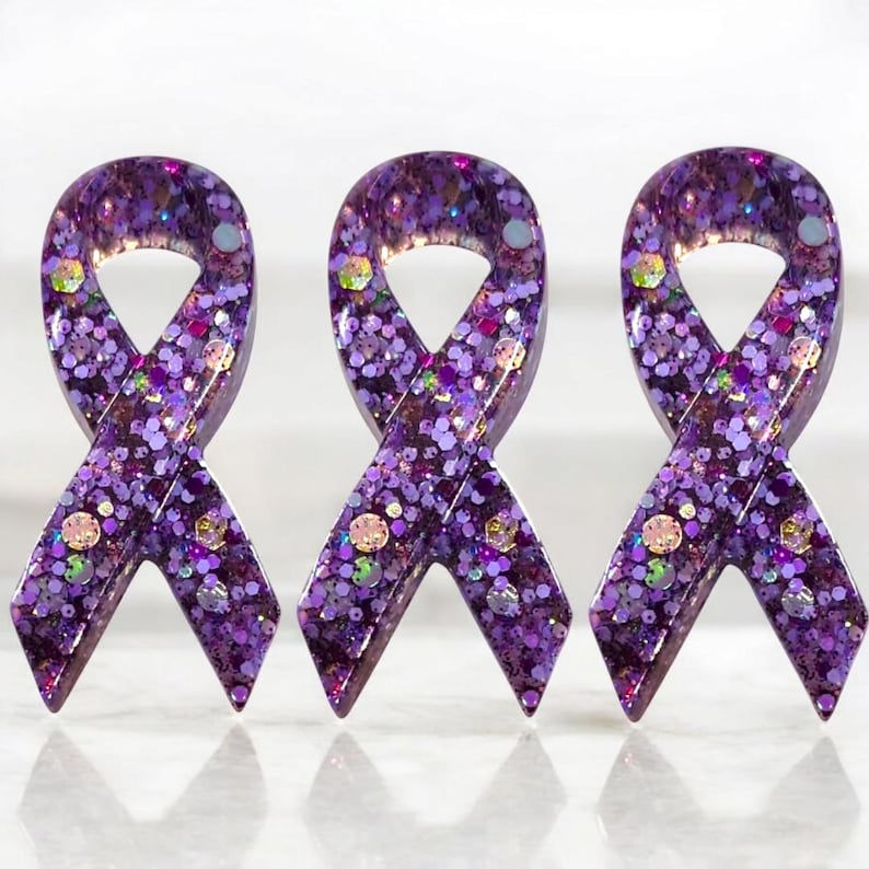 Lavender Glitter/all Cancer Awareness Ribbons/ Handmade/epoxy Resin ...