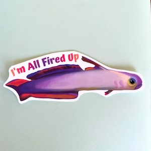 Purple firefish pun Vinyl Sticker