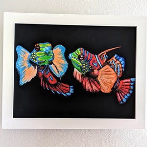 Fluorescent Mandarin Fish Painting Print GLOWS