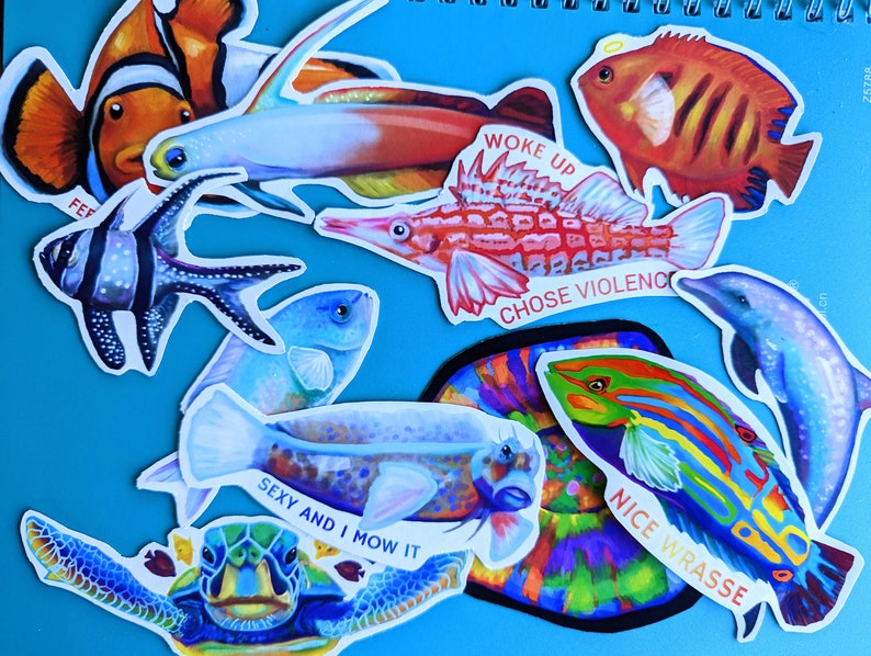 Flame Angelfish Vinyl Sticker - Etsy