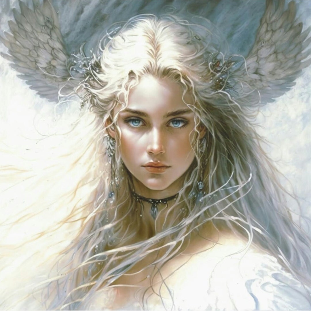 Dark Fantasy Women Poster Print Silver And White Angel 020a - Etsy