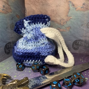 Dice Bag -Calm Waters Pouch- DND Dice Bag - Crochet Bag