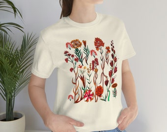 Vintage Cottagecore Shirt Goblincore shirt Boho wilde bloemen shirt Natuur Shirt Botanische Shirt Tuinliefhebber Herfst Esthetische Groene heks