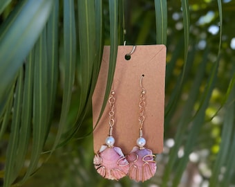 Scallop Seashell Earrings, Handmade Earrings, Wire Wrapped Earrings, Shell Earrings, Florida Shell Earrings, Gift for Her, Beach Jewelry