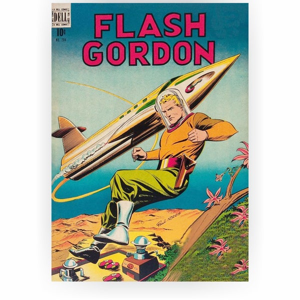 Flash Gordon Vintage Comic Book Cover Poster, A3, High-resolution JPG file, digital download