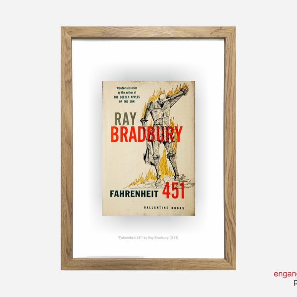 Fahrenheit 451 by Ray Bradbury Vintage Book Cover, Printable Decor, High-resolution JPG file, instant digital download
