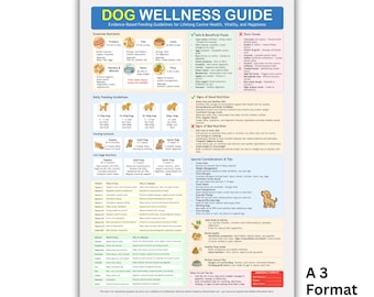 Dog Wellness Guide, Dog Health: Feeding & Nutrition Chart, A3,  (Printable PDF)
