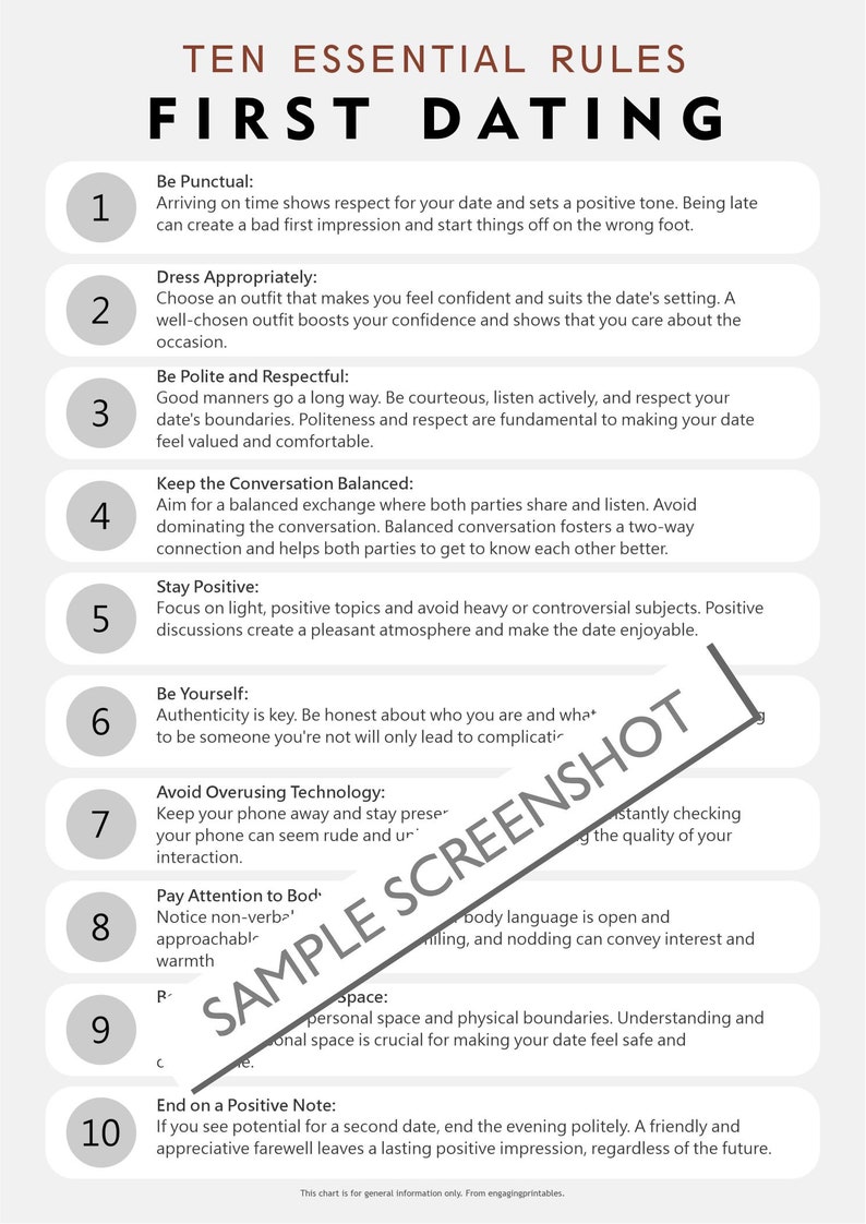 FIRST DATING, 10 Essential Rules, Overview Reminder, Essential