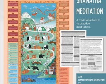 Shamatha Meditation Art: Nine Stages Buddhism Poster (Digital Download)