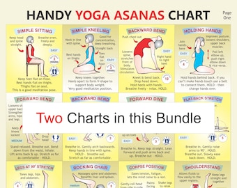 Yoga Asanas Chart: Illustrated Poses, Restorative Exercises (Digital Download, A4 x 2 charts)