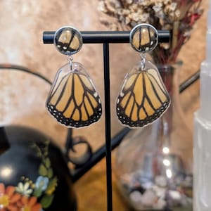 Real Butterfly Wing Earrings | Monarch Butterfly | Resin Jewelry | Insect Art