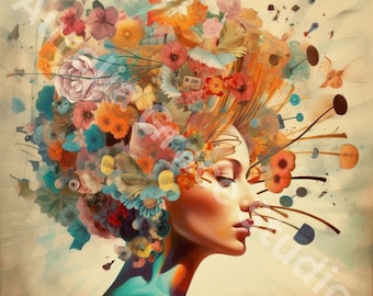Beautiful Mind in Motion - An ADHD Symphony | Woman In Her Thoughts | ADHD Art, Neurodiversity Print | Neurodiversity Thoughts