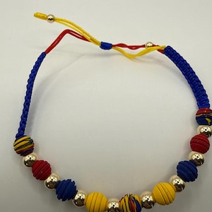 18k Gold Plated Colombia Handmade Bracelet. Pulsera balines baño de oro 18K. Ajustable. Adjustable. image 2