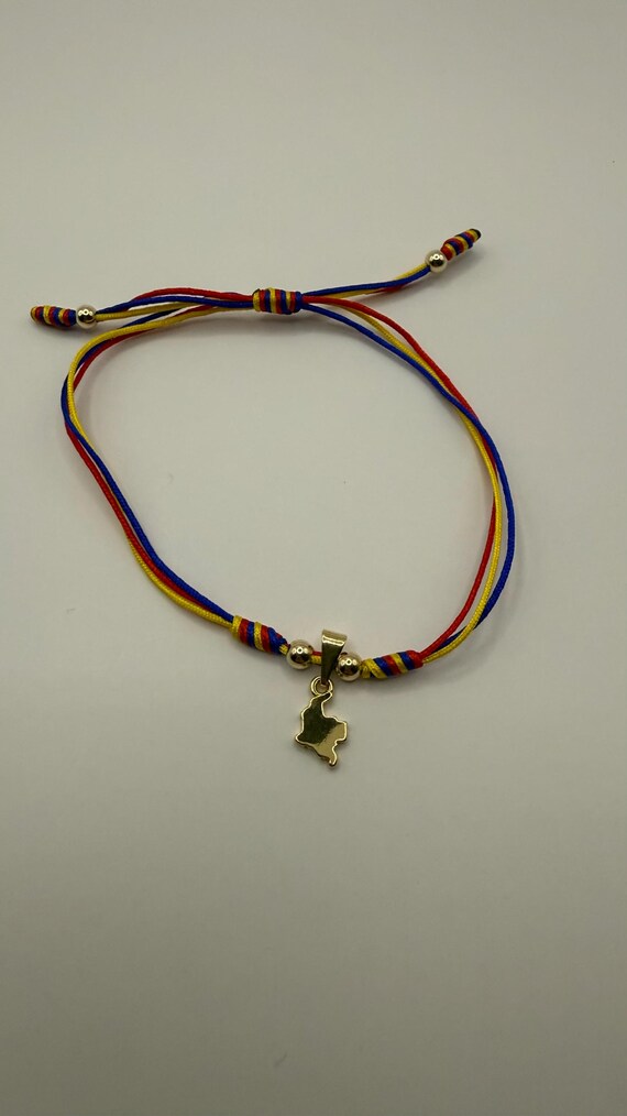 Pulsera de Balines Mapa de Colombia 4MM en Baño de Oro 18K 4MM. Gold Plated 18K Colombia map Bracelet.