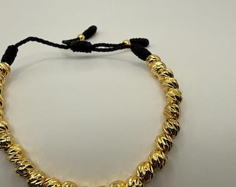Gold Plated Colombia Handmade Bracelet. Pulsera balines baño de oro. 6 MM  Ajustable. Adjustable.