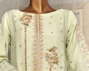Pakistanische readymade original Bin Saeed Organzahemd und Dupatta - Size(large)