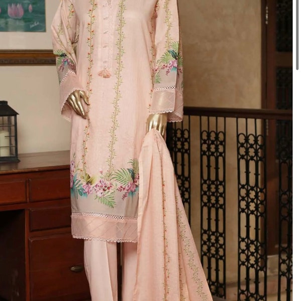 Pakistani dress,Bin Saeed  original lawn 3piece dress size(Large)