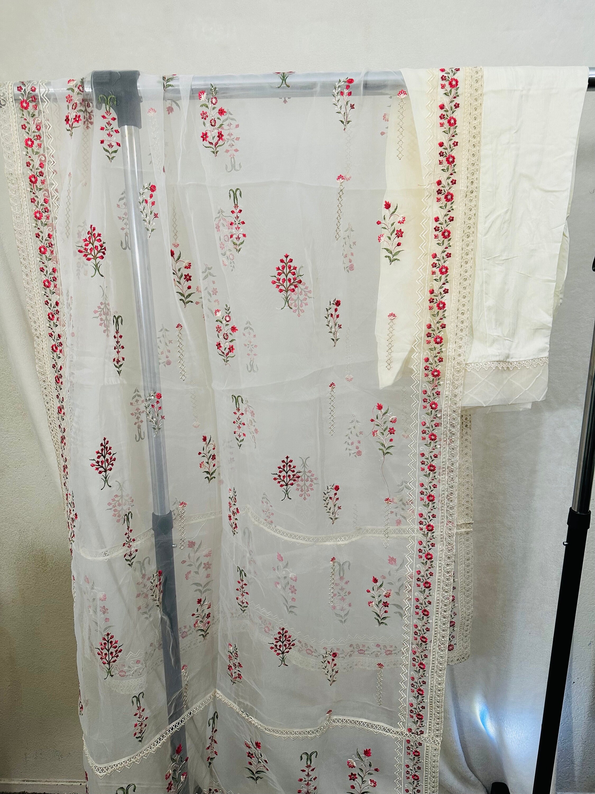Bin Saeed Embroidered Organza Stitched 3 Piece Frock - D-02 - BS25LEO - Beige - Festive Collection main image 0