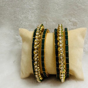 Indian jewelry/Indian bangles Kundan bangles,Indian gold plated designer bangles,Indian gold jewelry,multicolor stone bangles-Size(2.8)