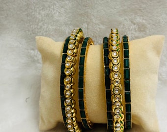 Indian jewelry/Indian bangles Kundan bangles,Indian gold plated designer bangles,Indian gold jewelry,multicolor stone bangles-Size(2.8)