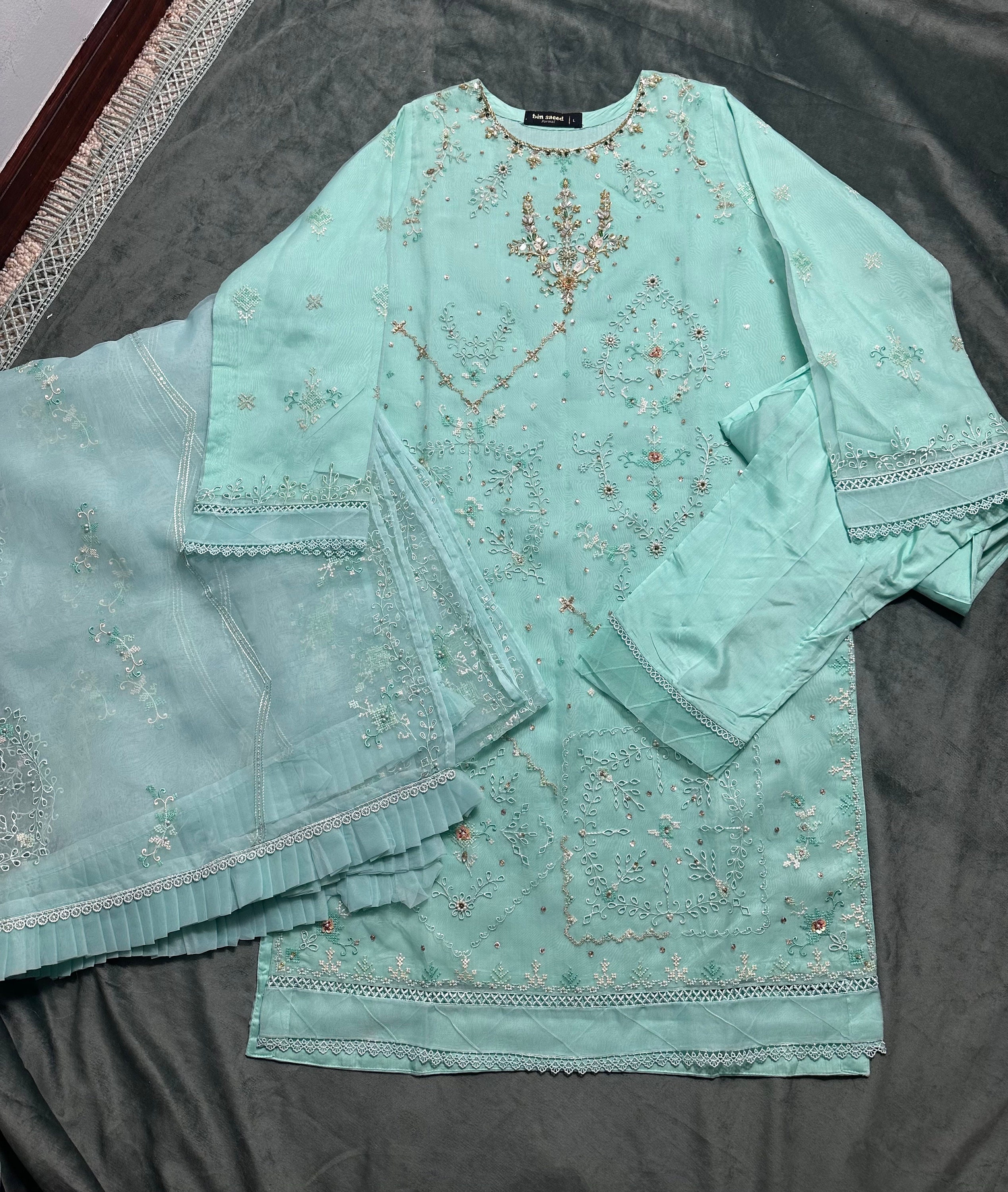 slim fit dress slacks Bin Saeed Ready Made Embroidered Cotton Dress main image 1