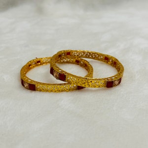 Gold plated designer bangles,Indian jewelry,bangles,gold bangles,ruby bangles