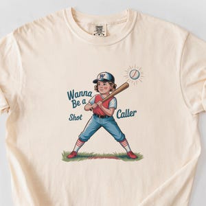 Wanna Be a Shot Caller, Retro Baseball Kid, Comfort Colors® Shirt, Vintage Graphic Tee,Little League,Humor,Sporty shirt,cute,90s,2504-050
