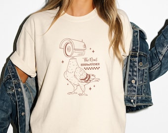 Observador de aves auténtico, camisa unisex lavada Comfort Colors®, divertida paloma de vigilancia, conspiración sobre el pájaro espía del gobierno, nerd, paranoia, meme, CF-081