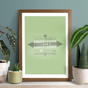 Mark 9:35 Typographic Bible Verse Digital Print