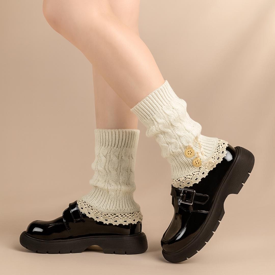 2 Paires De Poignets De Bottes/boot Cuffs Gris – Taille Unique Femme – Dentelle – Automne/hiver
