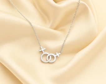 Collar Doble Venus: Joyería LGBTQ+, acero inoxidable