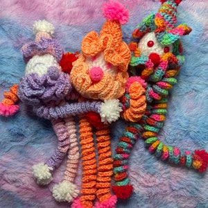 Crochet Clown dolls pattern, amigurumi clown, easy crochet pattern in English, (PDF)