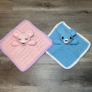 Crochet Bear Lovey | Soft Plush Security Blanket for Babies & Toddlers