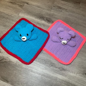 Handmade Crochet Bear Lovey | Soft Baby Security Blanket | Perfect Gift