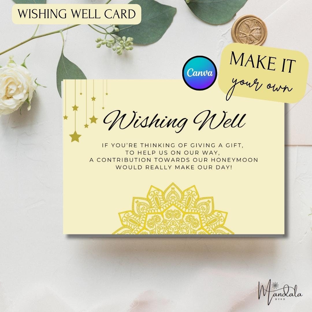 Wishing Well Card, Instant Download Wishing Well, Wedding Gift Idea ...