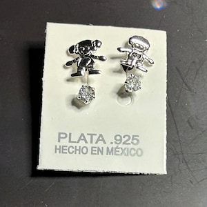 Girl and Boy Earrings, Children Earrings, Silver 925, Taxco Jewelry, Handmade, A Gift for Mother&#39;s Day