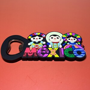 Colorful Mexico Design Bottle Opener, Artisan Bottle Opener, Plastic and Magnetic Bottle Opener, Unique Gift, Kitchen Decoration