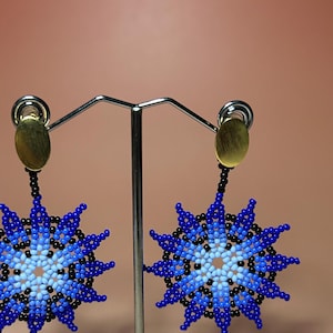 Star Chaquira Earrings, Huichol Jewelry, Mexican Jewelry, Beaded Jewelry, Artisan Jewelry, Handmade, Birthday Gifts, Women&#39;s Jewelry