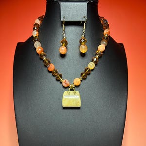 collar con dije de cartera con piedras naturales, chapado en oro, hecho a mano, joyería artesanal, regalo de cumpleaños, collar de ágata