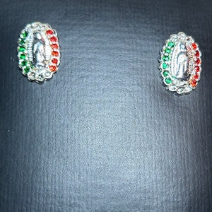 Handmade Our Lady Of Guadalupe Earrings: 925 Sterling Silver, Religious Catholic Jewelry