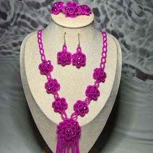 Floral Crystal Chaquira Set Necklaces, Huichol Mexican Jewelry, Artisan Beaded Jewelry, Colorful Huichol Set Necklaces, Birthday Gifts