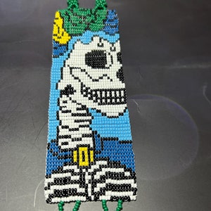 Huichol Beaded Skeleton Bracelet: Handmade Mexican Artisan Jewelry