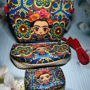 Trío de bolsas de yute Frida Kahlo hechas a mano, conjunto de regalos artesanales únicos, regalo de cumpleanos, Bolsas de Frida artesanales