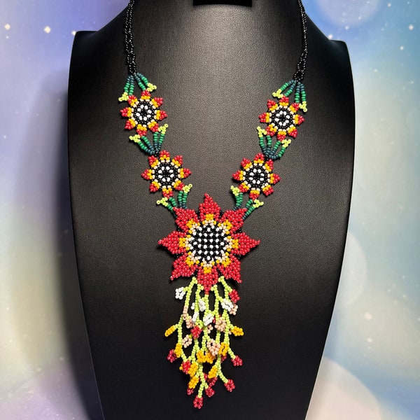 Handmade Chaquira Set Necklaces, Huichol Mexican Jewelry, Artisan Beaded Jewelry, Colorful Huichol Set Necklaces, Birthday Gifts