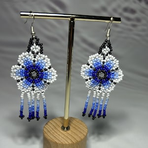 Flower Chaquira Earrings, Huichol Jewelry, Mexican Jewelry, Beaded Jewelry, Artisan Jewelry, Handmade, Birthday Gift, Women&#39;s Jewelry